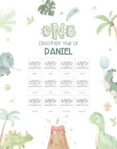 Baby Dino - Birthday - Photo Milestone Chart - 11x14: Baby Dino - Birthday - Photo Milestone Chart
