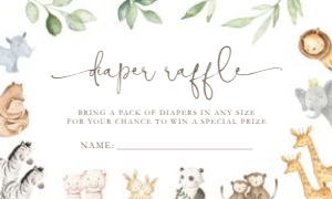 Baby Shower - Noah's Ark - Diaper Raffle-  Animals- 3x5: Baby Shower - Noah's Ark - Bundle II
