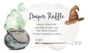 Baby Shower - Wizard - Neutral Doodle - Diaper Raffle design preview