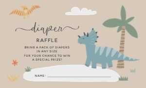 Baby Shower - Neutral Dino - Diaper Raffle - 3x5: Baby Shower - Neutral Dino - Bundle