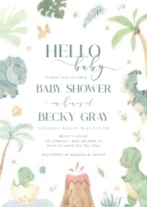 Baby Shower - Baby Dino - Invitation design preview