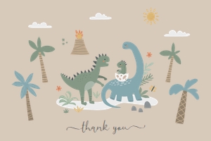 Baby Shower - Neutral Dino - Thank You 4x6 Flat: Baby Shower - Neutral Dino - Bundle