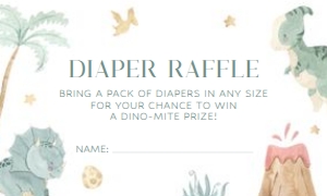 Baby Shower - Baby Dino - Diaper Raffle - Script - 3x5: Baby Shower - Baby Dino - Bundle - Script