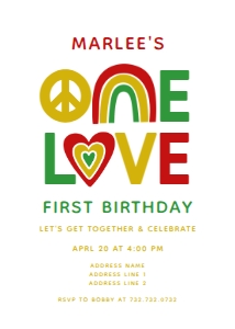 Peace and Love - White - Birthday Invitation design preview