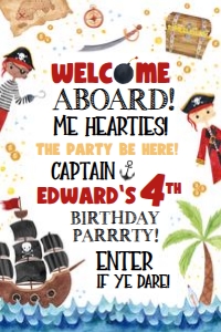 Pirate Birthday - Welcome Sign - 20x30: Pirate Birthday - Welcome Sign