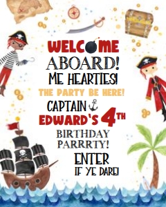 Pirate Birthday - Welcome Sign - 16x20: Pirate Birthday - Welcome Sign