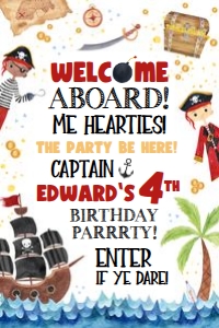Pirate Birthday - Welcome Sign - 24x36: Pirate Birthday - Welcome Sign