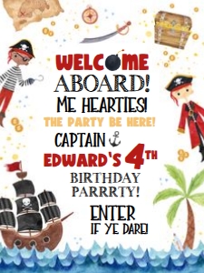 Pirate Birthday - Welcome Sign - 18x24: Pirate Birthday - Welcome Sign