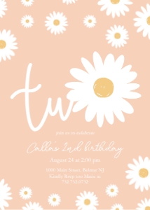 Apricot Daisy - Birthday - Invitation - Two - 5x7: Apricot Daisy - Birthday - Invitation - Two