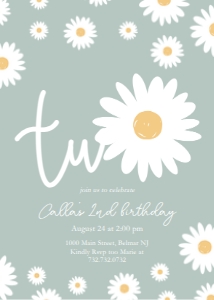 Sage Daisy - Birthday - Invitation - Two design preview