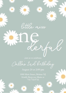 Sage Daisy - Birthday - Invitation - Onederful design preview