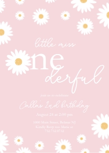 Blush Daisy - Birthday - Invitation - Onederful design preview