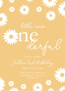 Gold Daisy - Birthday - Invitation - Onederful design preview