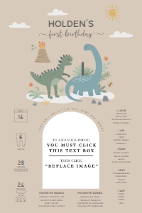 Neutral Dino - Milestone Chart with Photo - 20x30: Neutral Dino - Milestone Chart with Photo