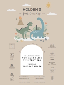 Neutral Dino - Milestone Chart with Photo - 18x24: Neutral Dino - Milestone Chart with Photo