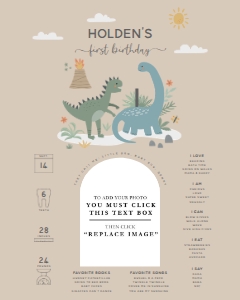 Neutral Dino - Milestone Chart with Photo - 16x20: Neutral Dino - Milestone Chart with Photo