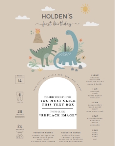Neutral Dino - Milestone Chart with Photo - 11x14: Neutral Dino - Milestone Chart with Photo