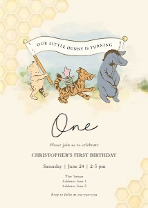 Pooh - Honeycomb - Birthday - Invitation - Banner design preview