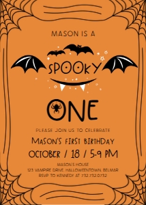 Spooky One - Vampire - Invitation - First Birthday - 5x7: Spooky One - Vampire - Invitation - First Birthday