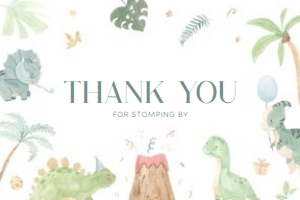 Baby Shower - Baby Dino - Flat Thank You Card - 4x6: Baby Shower - Baby Dino - Bundle - Script