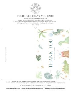 Baby Shower - Baby Dino - Fold Over Thank You Card - 8.5x11: Baby Shower - Baby Dino - Bundle - Script