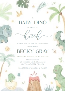Baby Shower - Baby Dino - Invitation - Script II design preview