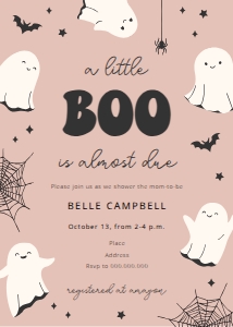 Happy Ghosts - Baby Shower - Pink - Invitation design preview