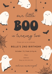 Happy Ghosts - Birthday - Orange - Invitation - TWO design preview