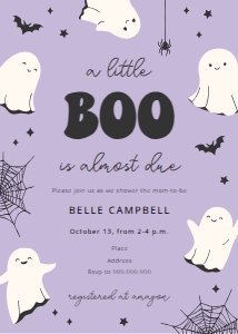 Happy Ghosts - Baby Shower - Purple - Invitation design preview