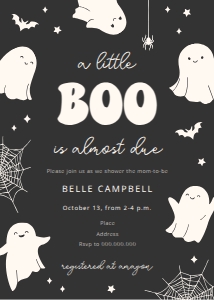 Happy Ghosts - Baby Shower - Dark Gray - Invitation design preview