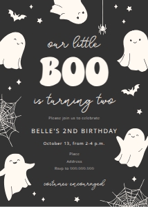 Happy Ghosts - Birthday - Dark Gray - Invitation - TWO design preview