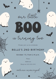 Happy Ghosts - Birthday - Blue - Invitation - TWO design preview
