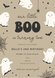 Happy Ghosts - Birthday - Neutral - Invitation - TWO design preview