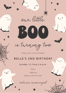 Happy Ghosts - Birthday - Pink - Invitation - TWO design preview