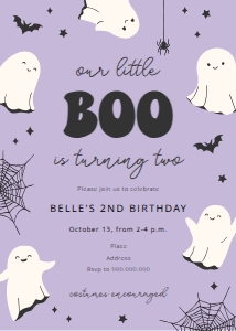 Happy Ghosts - Birthday - Purple - Invitation - TWO design preview