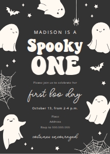 Happy Ghosts - Birthday - Dark Gray - Invitation - Spooky One design preview