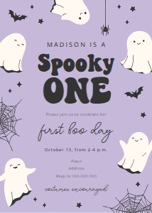 Happy Ghosts - Birthday - Purple - Invitation - Spooky One design preview