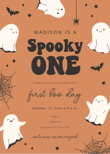 Happy Ghosts - Birthday - Orange - Invitation - Spooky One design preview