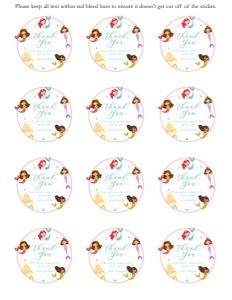 Colorful Mermaid - Birthday - Party Circle - Avery 22817 2in Round Compatible: Colorful Mermaid - Birthday - Party Circles