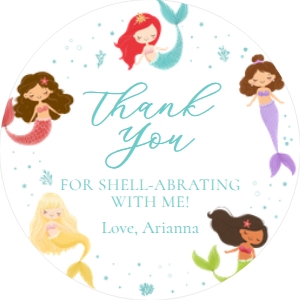 Colorful Mermaid - Birthday - Party Circle - 2in: Colorful Mermaid - Birthday - Party Circles