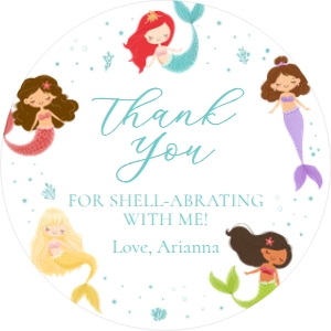 Colorful Mermaid - Birthday - Party Circle - 3in: Colorful Mermaid - Birthday - Party Circles