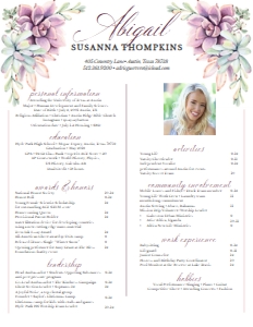 Resume Soft Succulents- Single Page: Soft Succulents Sorority Packet- Digital
