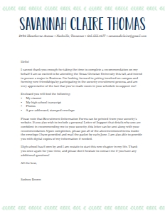 Cover Letter Boho Chic: Boho Chic Sorority Packet- Digital