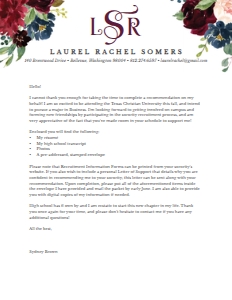 Cover Letter Moody Garden: Moody Garden Sorority Packet- Digital