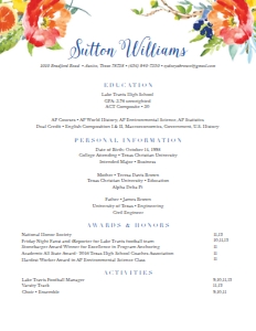 Resume Citrus Garden- 2 Page: Citrus Garden Sorority Packet- Digital