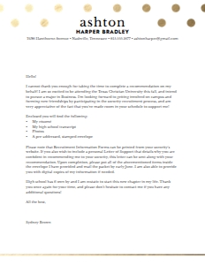 Cover Letter Golden Dots: Golden Dots Sorority Packet- Digital