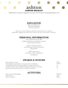 Resume Golden Dots- 2 Page: Golden Dots Sorority Packet- Digital