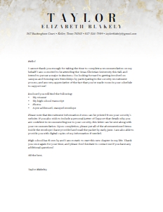 Cover Letter Golden Marble: Golden Marble Sorority Packet- Digital