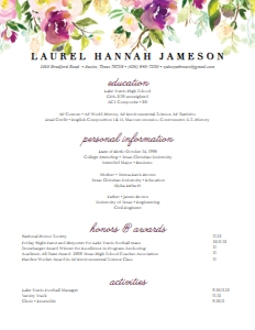 Resume Graceful Bouquet- 2 Page: Graceful Bouquet Sorority Packet- Digital