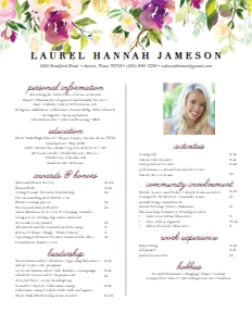 Resume Graceful Bouquet- Single Page: Graceful Bouquet Sorority Packet- Digital